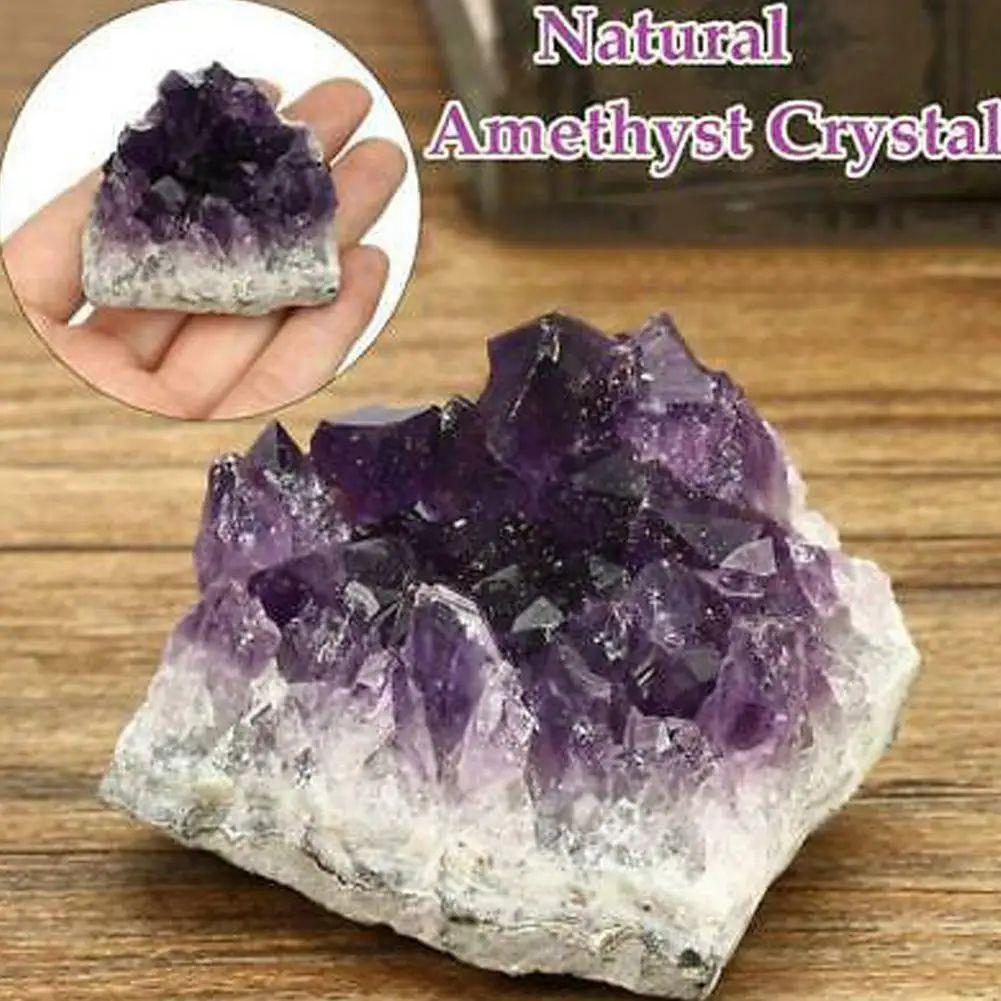 

Natural Amethyst Quartz Purple Crystal Cluster Healing Home Stones Crafts Specimen Decoration Ornament Decoration B8R7