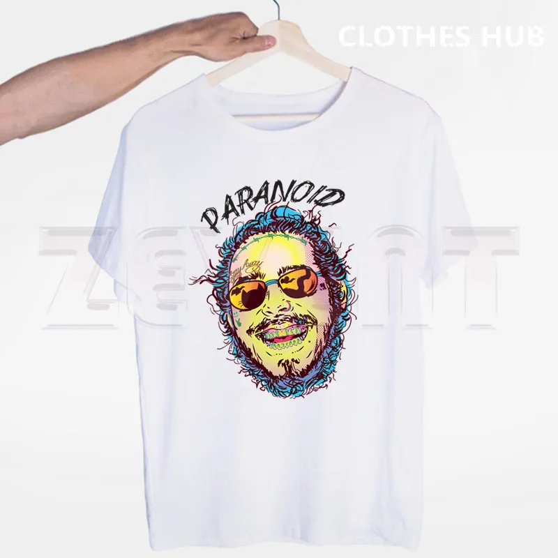 Мужская футболка Post Malone с коротким рукавом белая в стиле хип-хоп мужские футболки