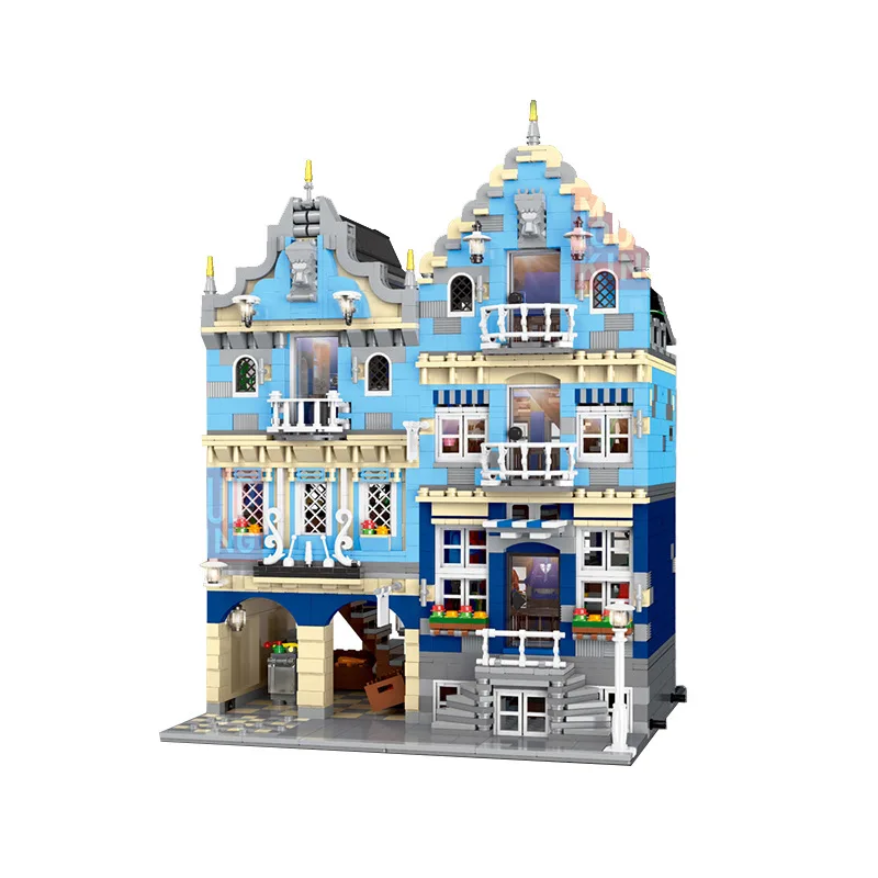 

16020 3016Pcs In stock MOULD KING City Street View Series Store Market Assembled Building Blocks Bricks Light Model Toy Gift