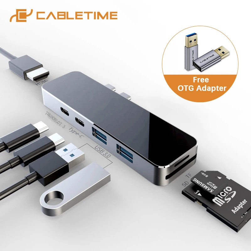 Кабельный концентратор USB C Type к HDMI 4K SD/TF кардридер 3 0 Thunderbolt Port Multi HUB для Macbook Air Devices