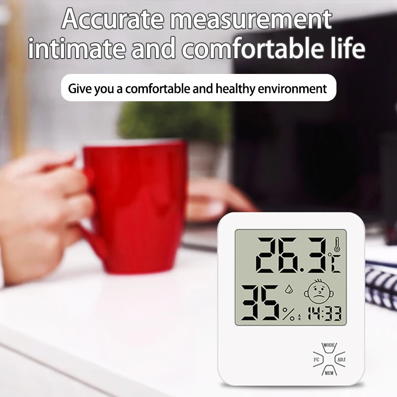 digital thermohygrometer temperature humidity clock lcd electronic thermometer hydrometer meter with stand humidity gauge free global shipping
