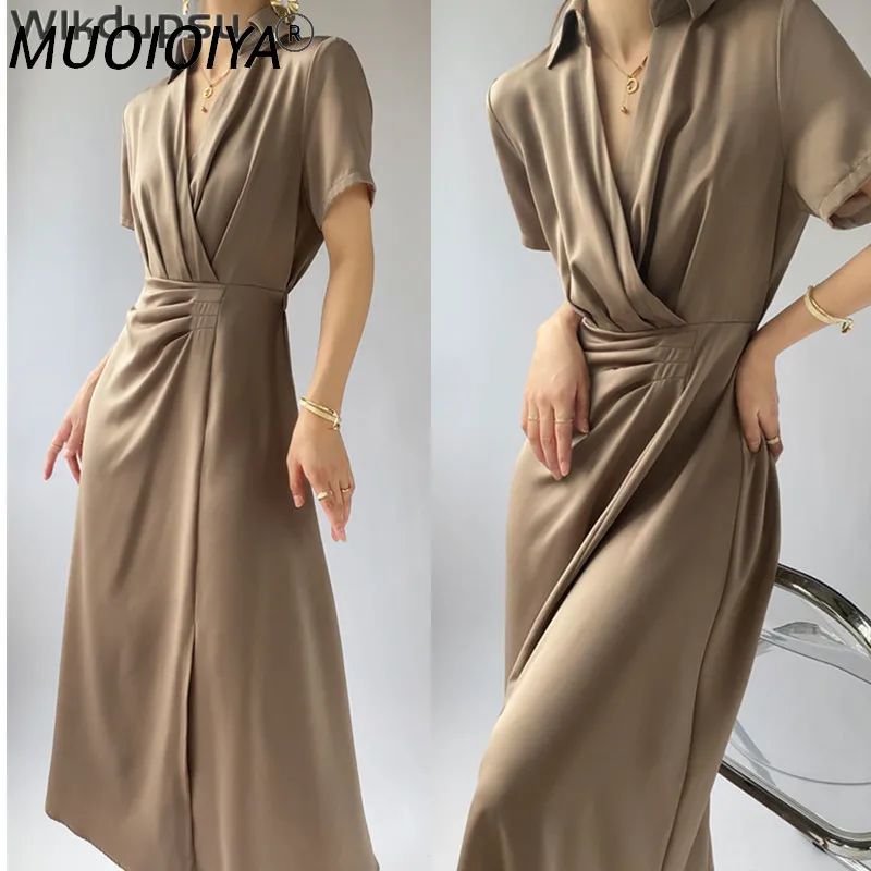 

Элегантное платье с запахом и коротким рукавом, женские модные роскошные повседневные праздвечерние чные платья феи с разрезом, однотонные...