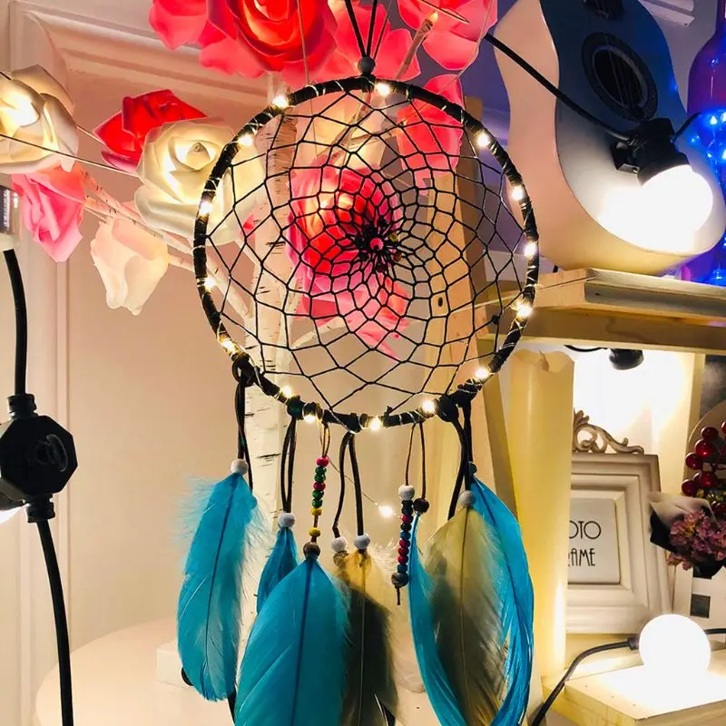 Ловец снов в индийском стиле с цветными перьями подвесное украшение для дома