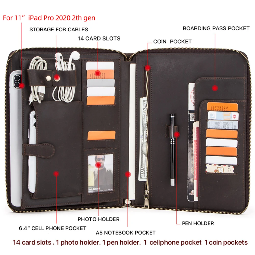 Новинка 2021 M1 Pro 11 Футляр для карт чехол iPad 2020 Air 4/3/2 10 9 &quot10 5 ཆ.2 дюйма нубук кожа портфель планшет Ca|Чехлы