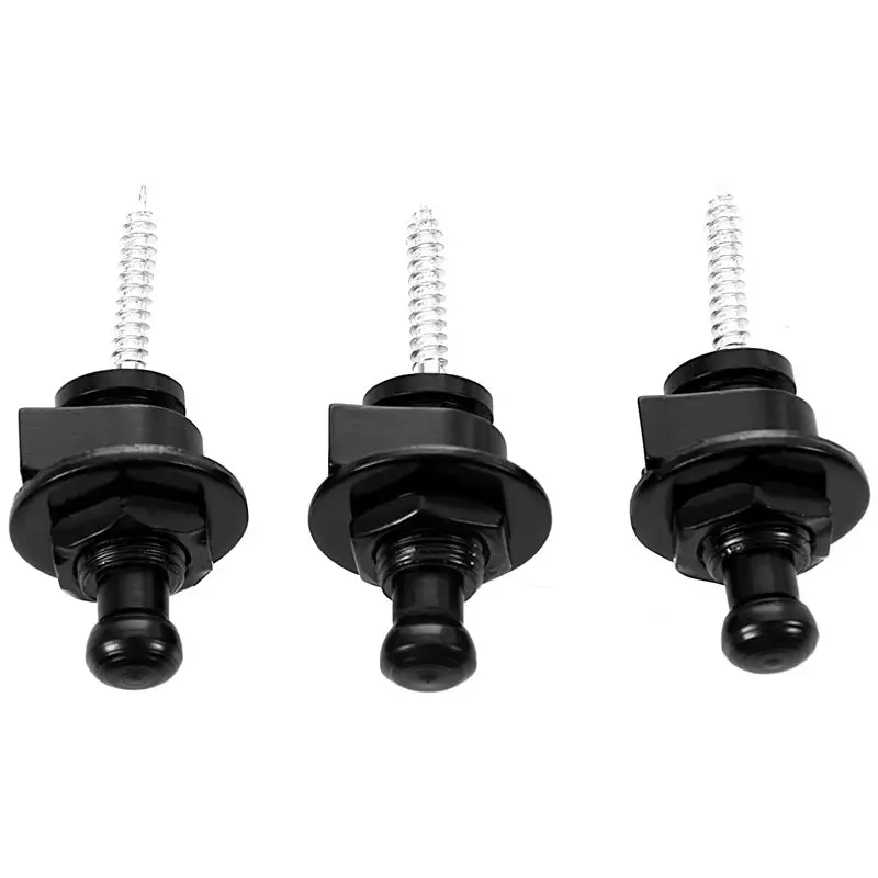 

10x Round Head Guitar Bass Strap Locks Schaller-style Straplocks, Black