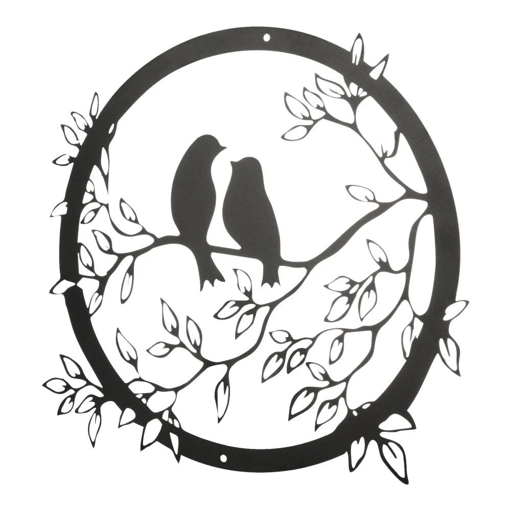 

Silhouettes Charm Hanging Ornament Wall Pendant Pendants Bird On Branch Black Metal Iron 34*32*2cm Art Living Room Decoration