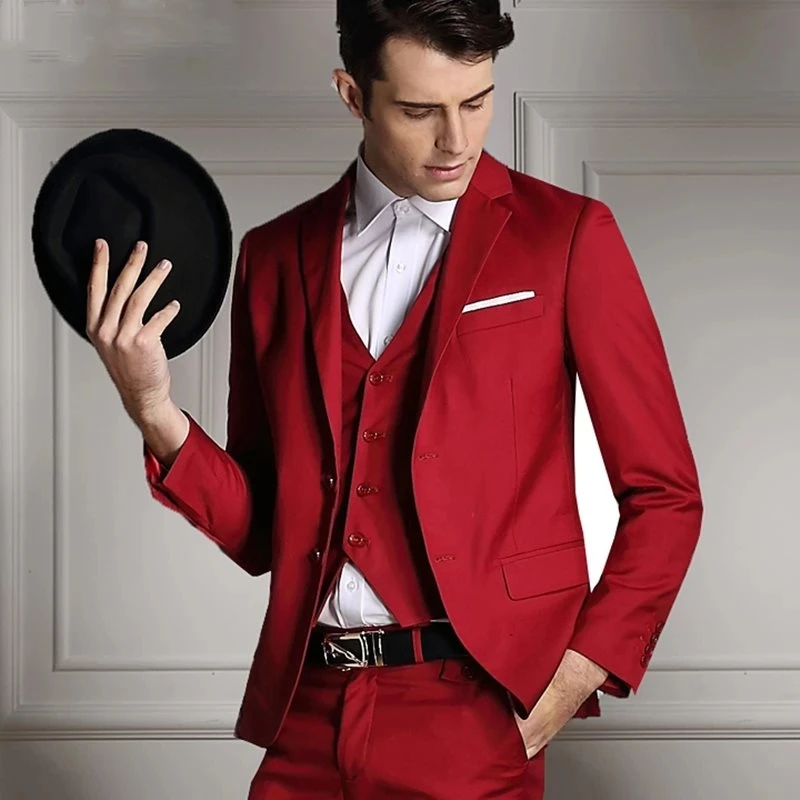 

Пиджак и брюки, жилет, новый модный мужской деловой повседневный костюм, мужской костюм, однотонный Комплект из трех предметов, куртка, брюк...