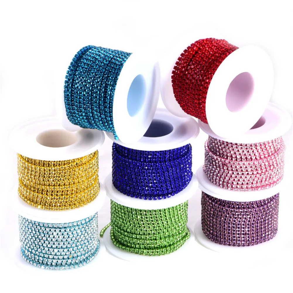 10 ярдов кристаллов Стразы Закрытая цепочка прозрачная Обрезка когтей для шитья