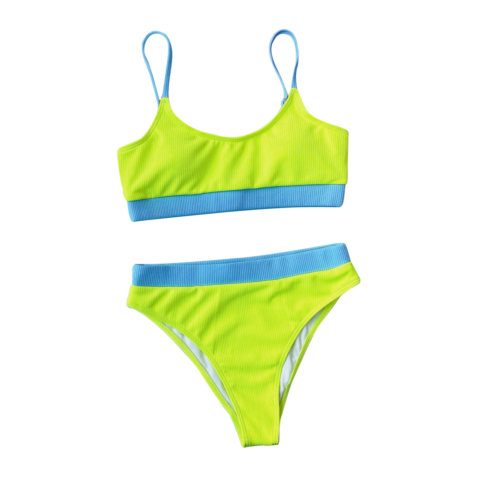 Женский костюм бикини из двух предметов кроп топ с завышенной талией и низом