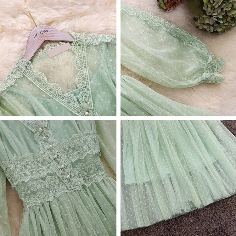 V-neck Puff Sleeve Mesh Midi children Girls Dress Plus Size Fairy Tulle Lace Teenager Elegant Long Vestidos 12-20Y | Детская одежда и
