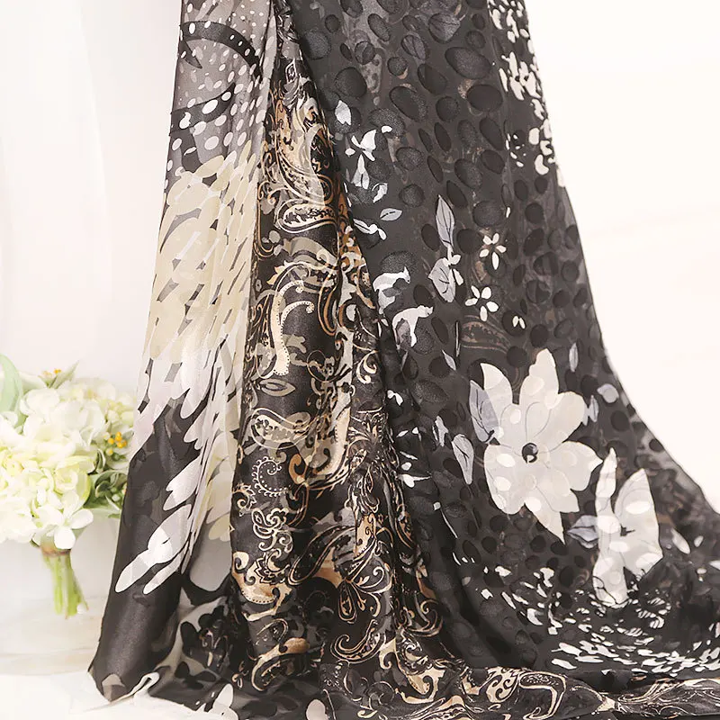 1 4 м * сгоревшие цветы шелковая нейлоновая ткань сгоревшая для рукоделия шитье
