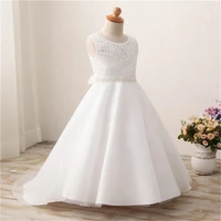 princess tulle scoop flower girl dress sashes children first communion dress ball gown wedding party dress runway show pageant