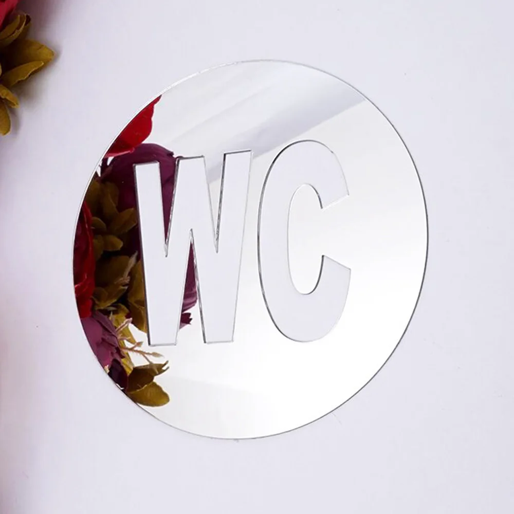 WC символ стикер стены украшения водонепроницаемый 12 см DIY ремесло зеркало