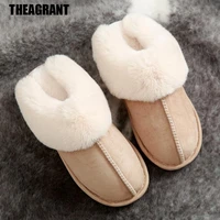theagrant warm indoor shoes women thick fur plush women slippers winter faux suede home slippers unisex cotton shoes wsl2009
