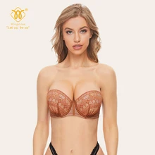 WingsLove Sujetador con relleno de realce desmontable para mujer, sostén bordado Floral sin tirantes, con aros (4)