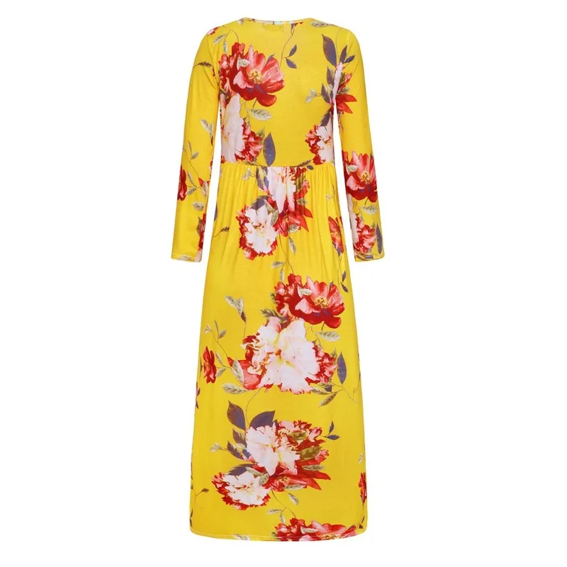 

Women Long Maxi Dress 2020 Autumn Floral Print Boho Beach Dress Long Sleeve Sashes V-neck Evening Party Dress Vestidos Plus Size