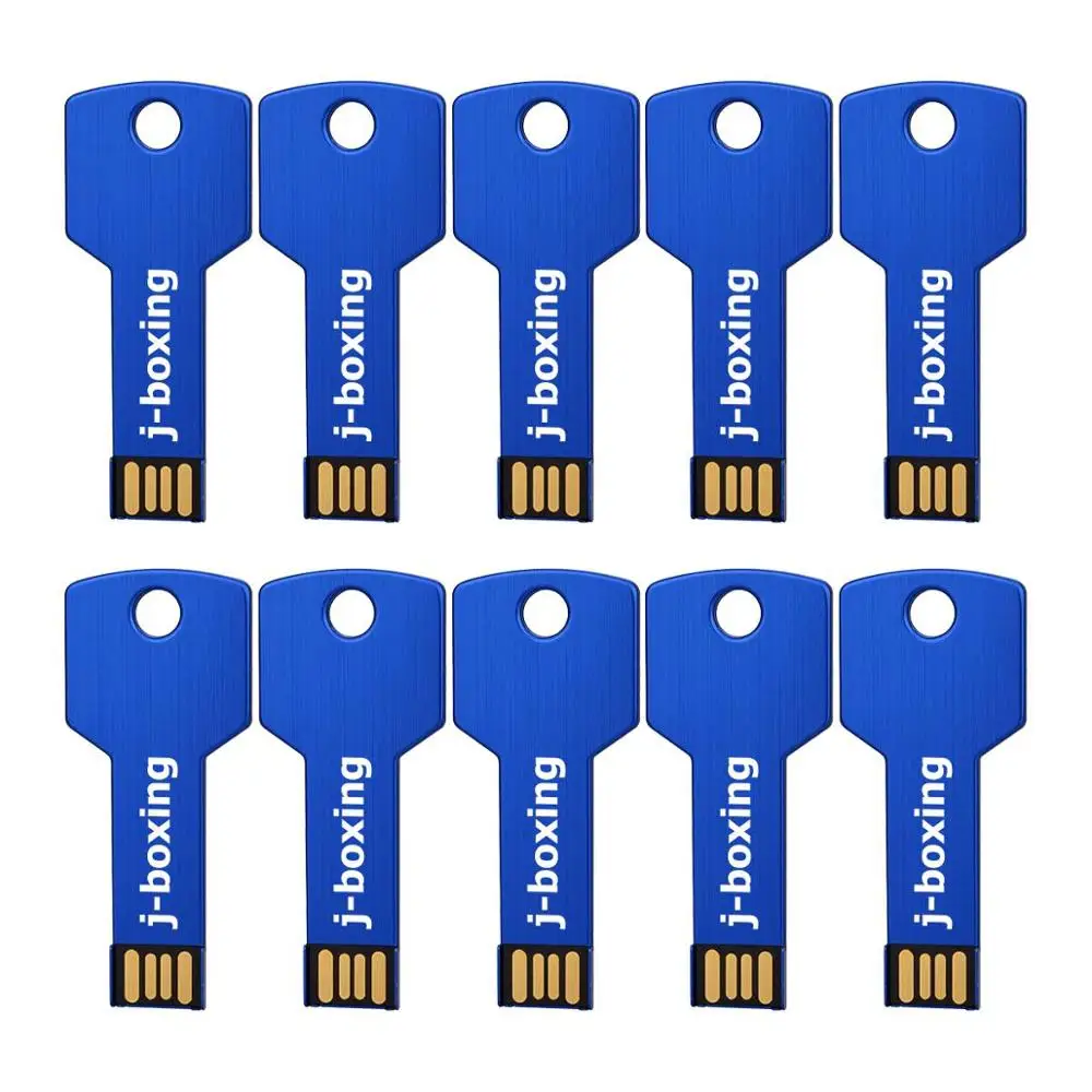 Синий J-бокс USB флэш-накопители ключ Форма 10 шт./упак. 1 Гб 2 ГБ 4 ГБ 8 ГБ оперативной памяти, 16 Гб встроенной памяти, 32 ГБ флэш-накопитель USB флэш-карты флэш-накопитель для компьютера Mac подарки - Цвет: Синий