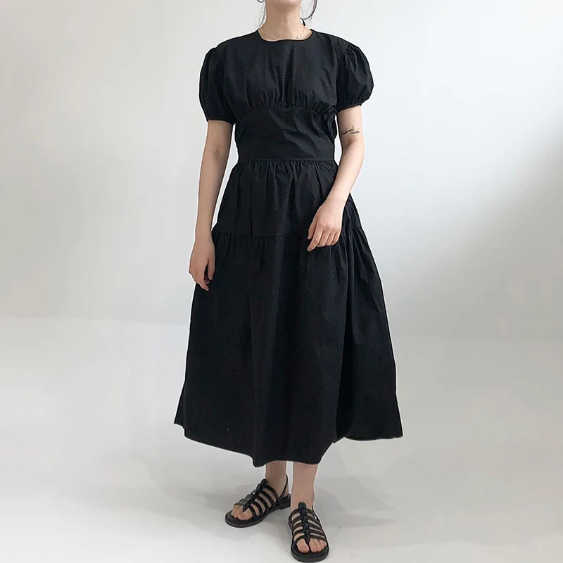 Женское винтажное платье SHENGPALAE длинное тонкое с высокой талией и рукавами