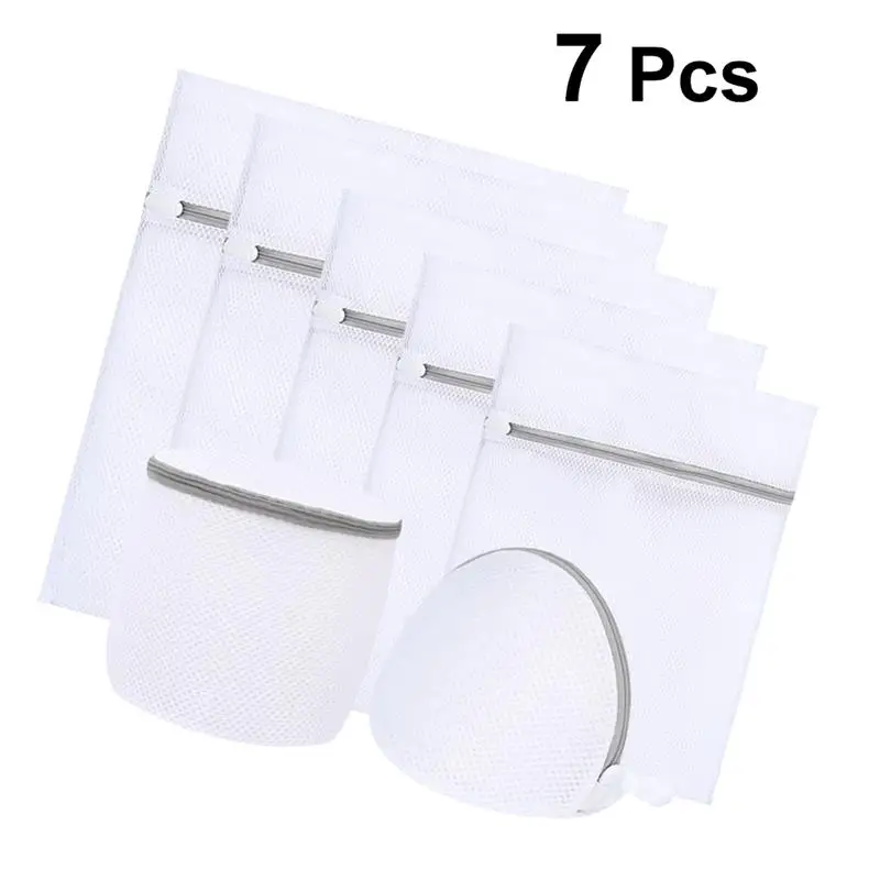 7 шт мешок для стирки полиэстер сетка сумка белья защитный (толстый 5 квадратный 2