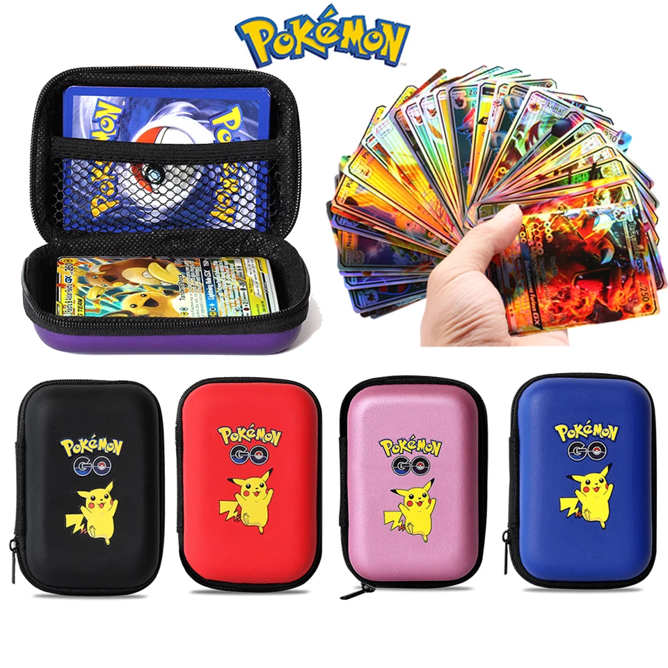 

Pokemon Pikachu Game Carte 50 Capacity Pokemon Cards Holder Album Hard Case Games Card Holder Book Holder Earphone Storage Box