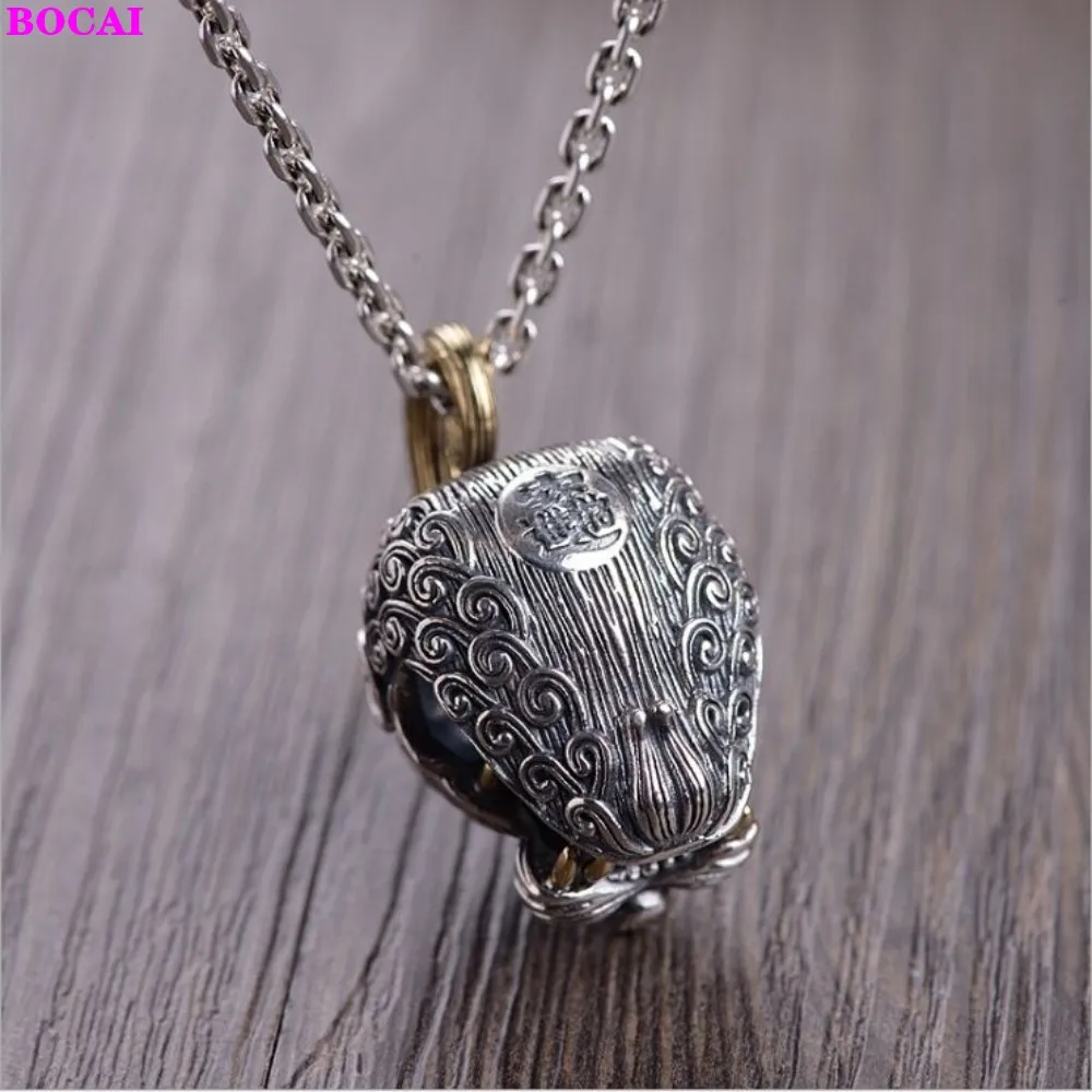 BOCAI S925 Sterling Silver Pendant Retro Craft Men's Fashion Enamel Bell Thai Handmade Jewelry for Men and Women | Украшения и