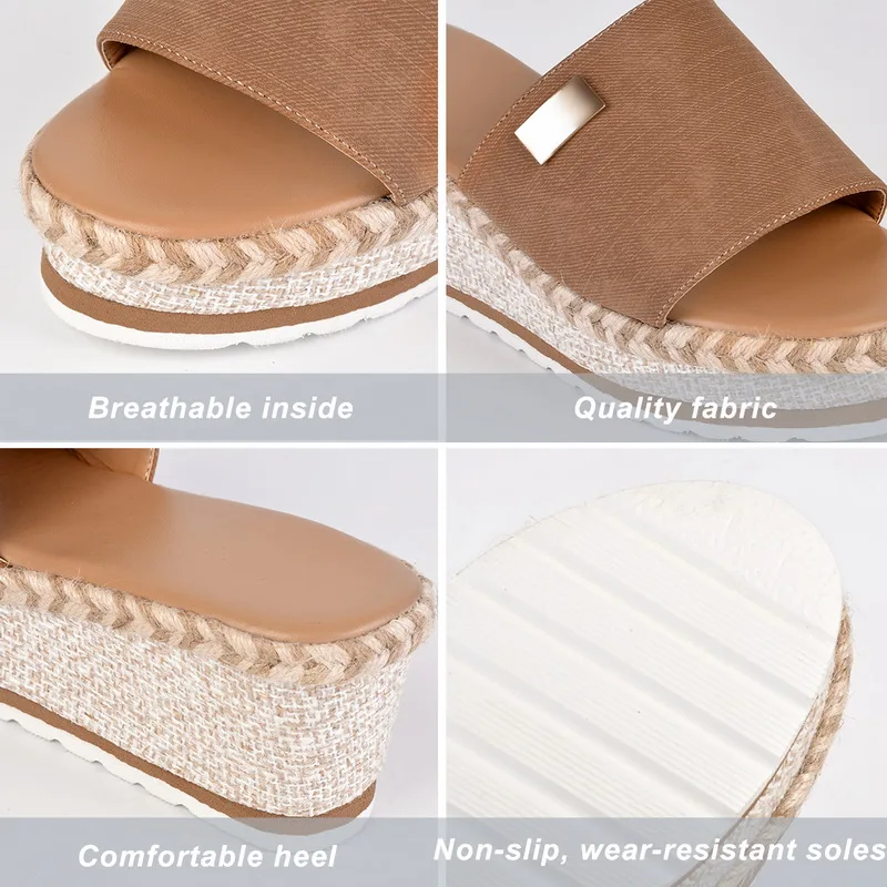 

2021 Platform Wedges Slippers Women Sandals 2021 New Female Shoes Fashion Heeled Shoes Casual Summer Slides Slippers Women