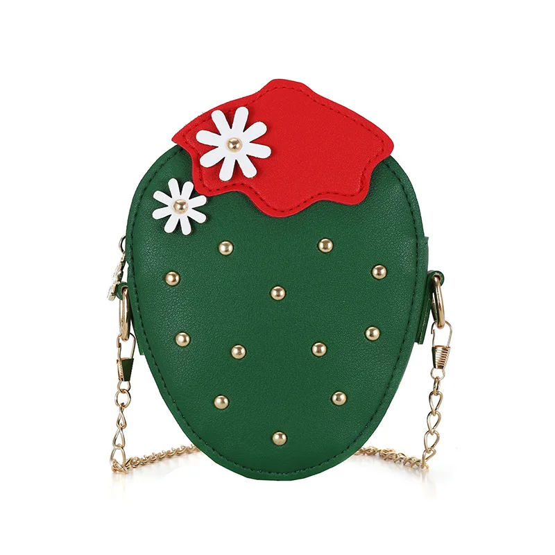 

Cute Kids Baby Mini Bags Wallet Gifts Fashion PU Leather Girls Coin Purse Lovely Children Strawberry Rivet Crossbody Bag