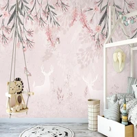 nordic elegant cherry blossom elk butterfly photo mural wallpaper living room bedroom romantic art wall cloth papel de parede 3d