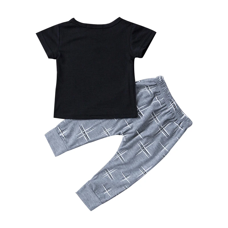 

New 2019 Summer Baby Boy Clothes Fashion Cotton Short Sleeve Letter T-shirt+pants Baby Boys Clothing Set Infant 2pcs Suit