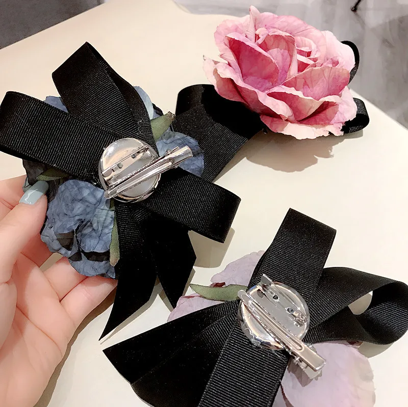Корейский стиль ткани большой тканевый цветок бант брошь ювелирные изделия