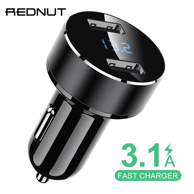 Автомобильное зарядное устройство REDNUT с двумя usb-портами светодиодный дисплей 3 1
