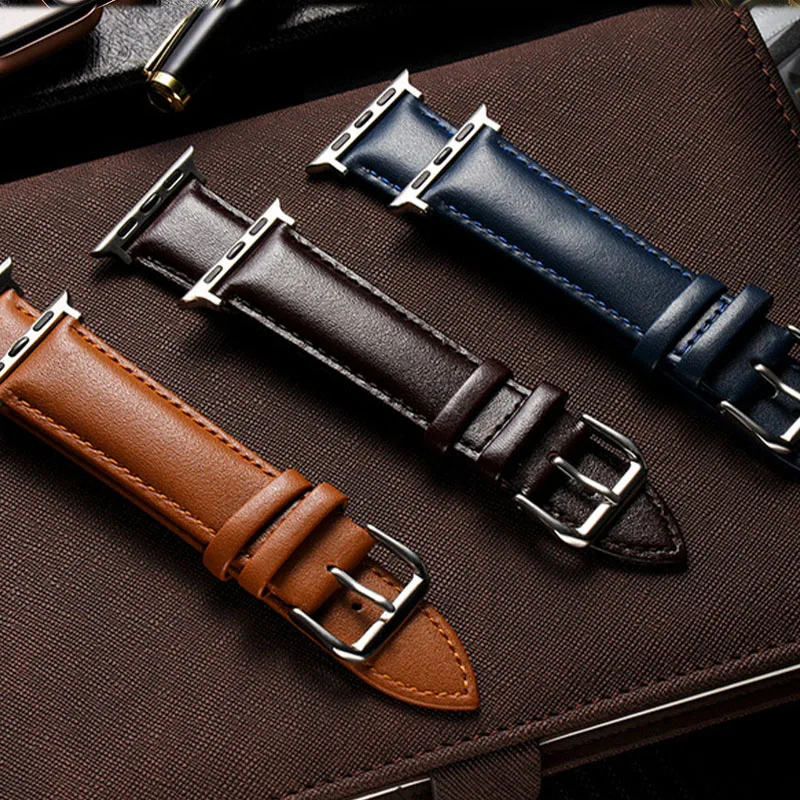 Ремешок кожаный для Apple Watch Band браслет Iwatch 5 6 Series 3 4 SE 44 мм 40 38 42 аксессуары наручных
