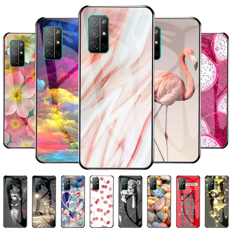 

Tempered Glass Case For Huawei Honor 30S Case Hard Phone Cover For Huawei Honor30s 30 S Protective Fundas CDY-AN90 CDY-NX9A Capa