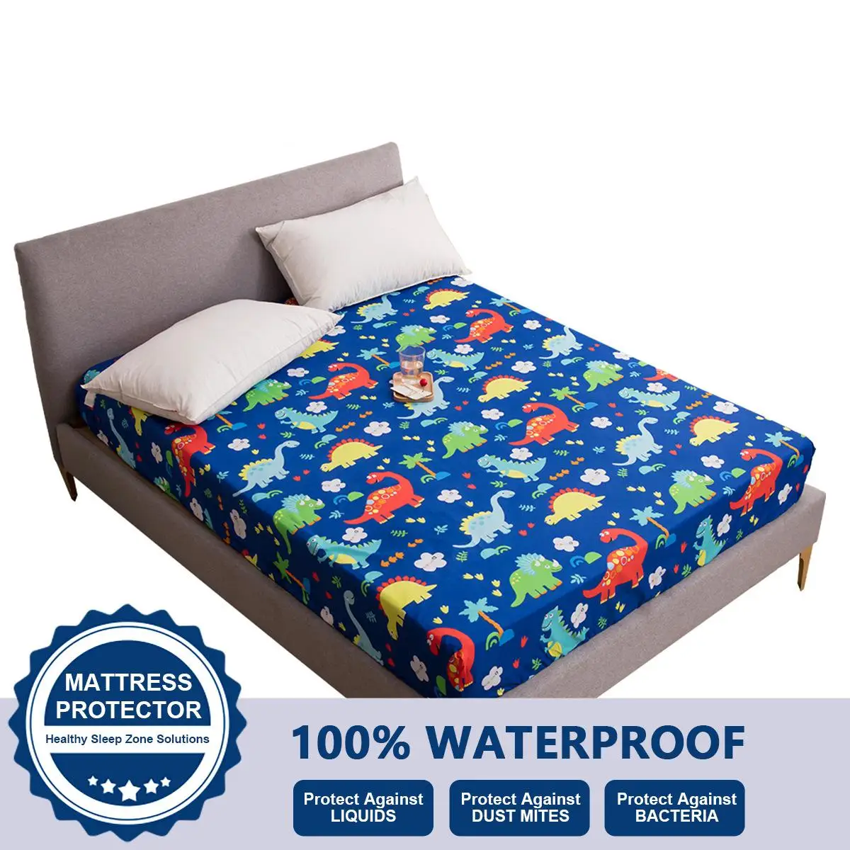 

Waterproof Solid Fitted Sheet King Queen Full Twin Single Size Mattress Cover With All-Around Elastic Rubber Band Bed Sheet