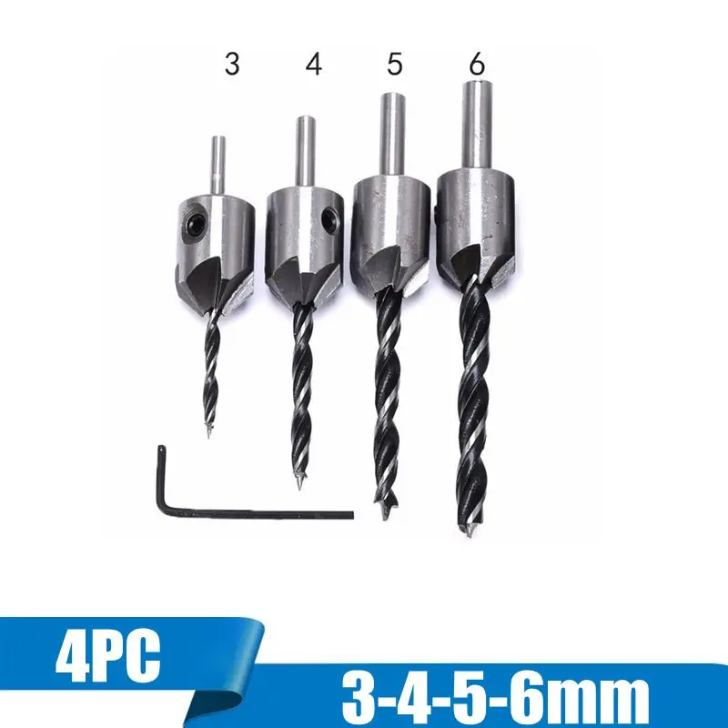 

Набор сверл для зенковки, комплект из 4 шт./компл. фаски для деревообработки, 3-6 мм