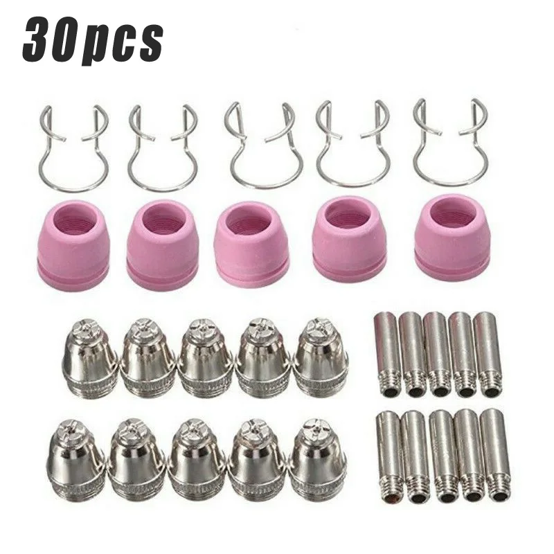 

30Pcs 60A Torch Electrodes Nozzle Tips Plasma Cutter Machine Consumables For AG60/SG55