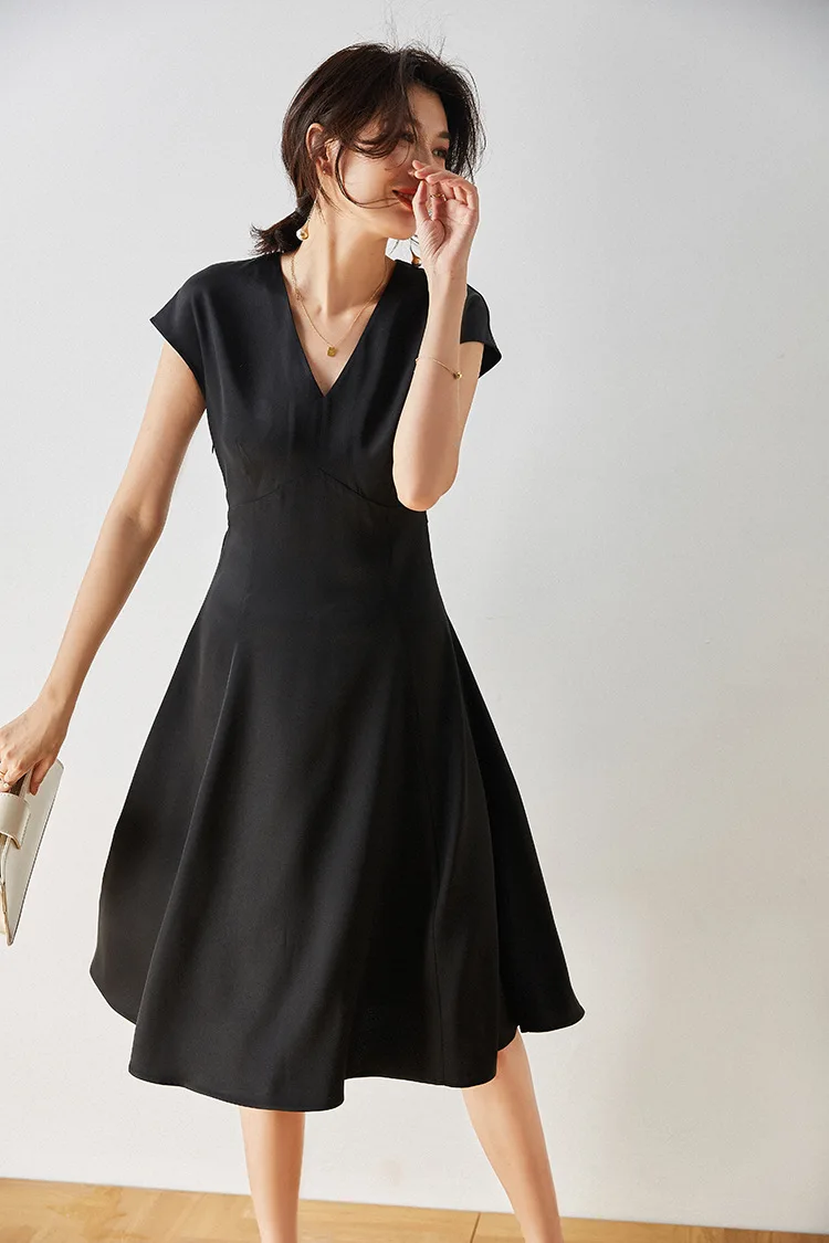 

Женское платье 2021 Лето короткий рукав вечерние середины Длина юбка с v-образным вырезом и бантом шелковая искусственный шелк; Вечерние пикантные вечерние модные пояса