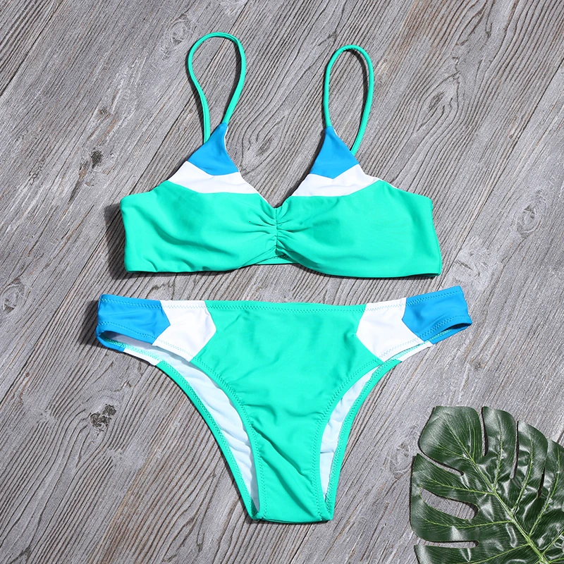 2020 Одноцветный купальный костюм комплект бикини для женщин Mujer купальник