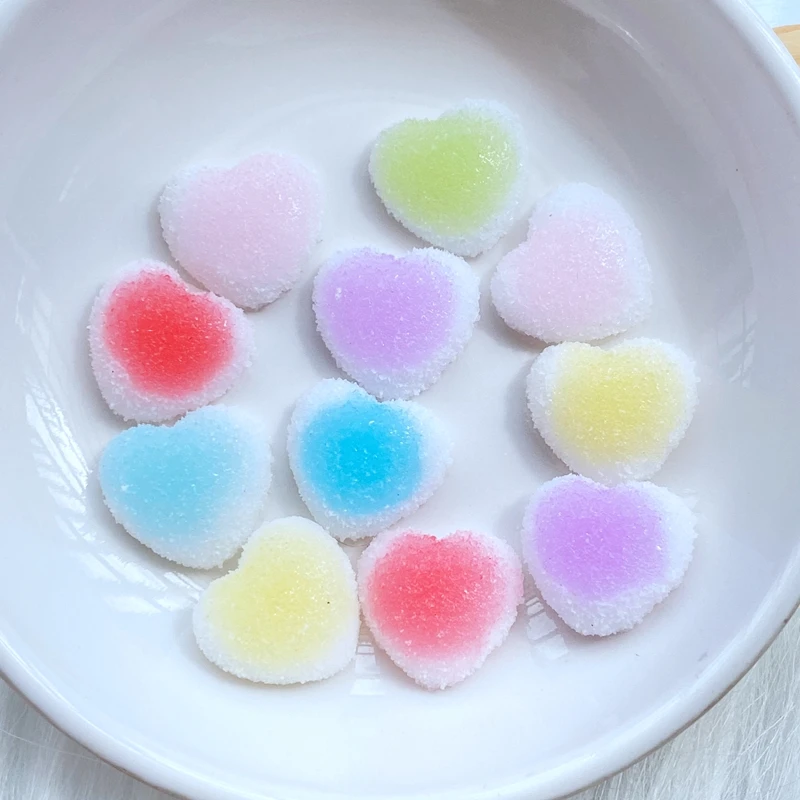 

20Pcs New Cute Gradient Heart Flat Back Resin Cabochons Scrapbooking DIY Jewelry Craft Decoration Accessorie W10