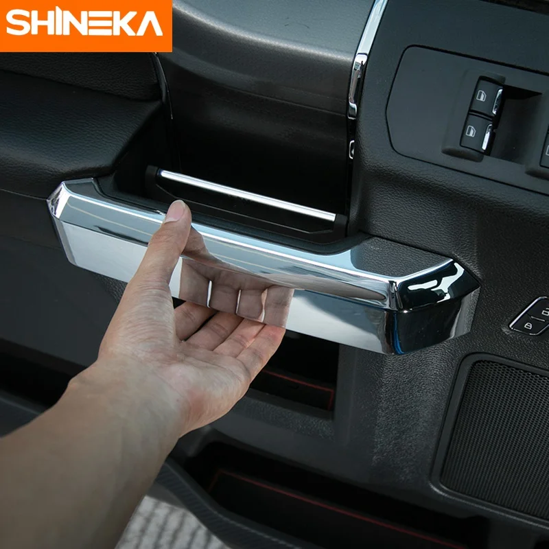 SHINEKA автомобильный Стайлинг ABS Внутренняя крышка внутренней дверной ручки отделка полосы стикер комплект для Ford F150+ Высокое качество - Название цвета: Chrome