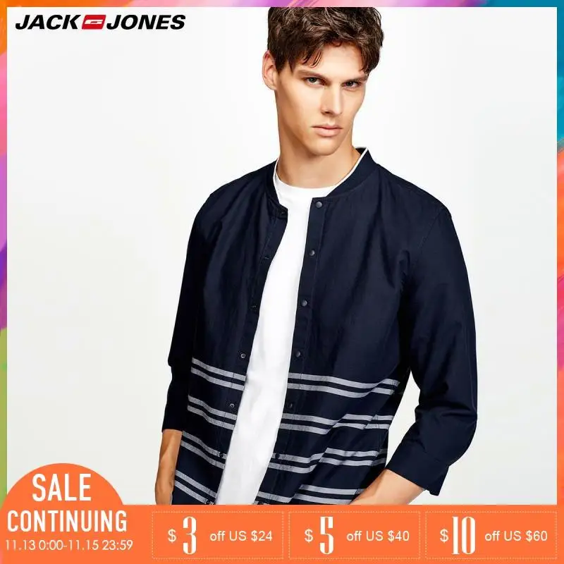 Джек Джонс 2019 Новая мужская летняя рубашка хлопок 3/4 рукава клетчатая Slim Fit |