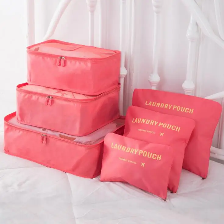 

Popular Travel Bags 6pcs/set Double Zipper Waterproof Necessary Luggage Bag Packing Cubes Multifunction Folding Bag HW128Z