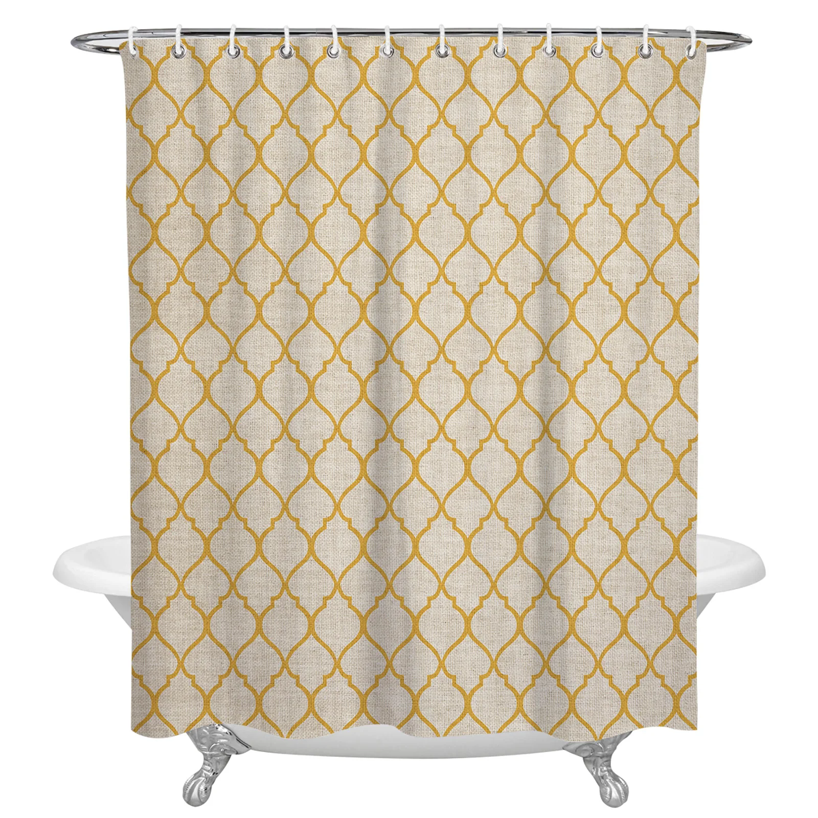 

Country Style Morocco Yellow Shower Curtain Waterproof Polyester Fabric Shower Curtains Home Decoration Curtain with Hook