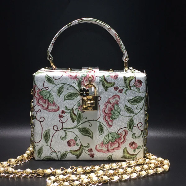 beige model C Хрустальная коробка с бриллиантами, вечерняя сумочка-клатч, Женская Роскошная вышивка, цветочный принт, ужин, кошелек сумка, Женская Свадебная вечеринка - Цвет: beige model C