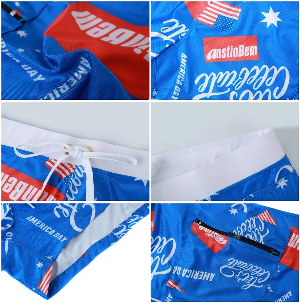 Мужской купальник-боксеры AustinBem с двойным карманом на молнии для пляжа плавания