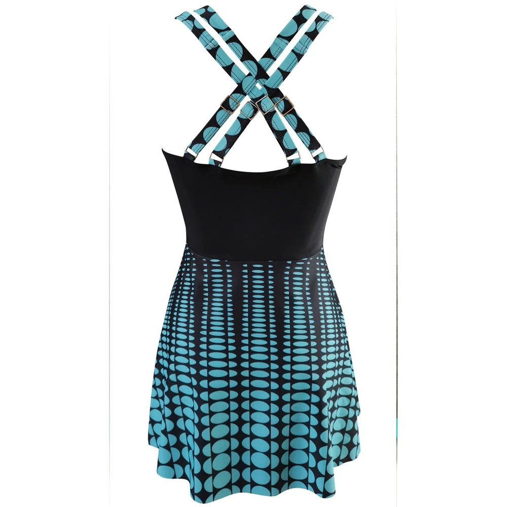 Пуш Ап Танкини юбка женский купальник размера плюс с ретро принтом купальный