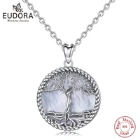 eudora 925 sterling silver tree of life pendant tree leaf goddess mother of pearl necklace vintage jewelry with box d475mb