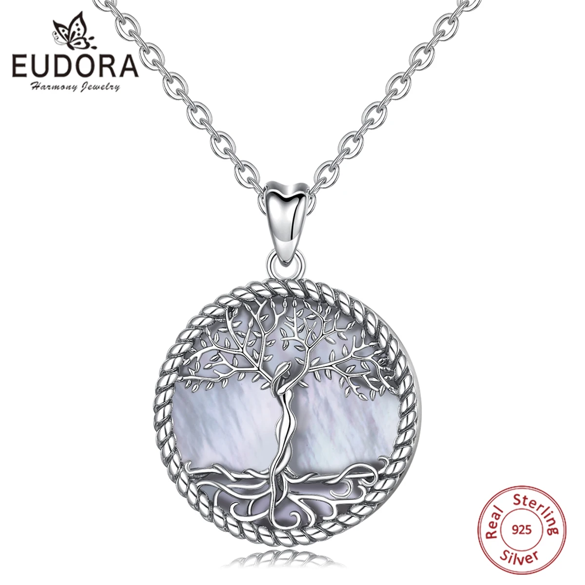 EUDORA 925 серебро Древо жизни кулон в виде дерева лист &amp богиня мать жемчужное