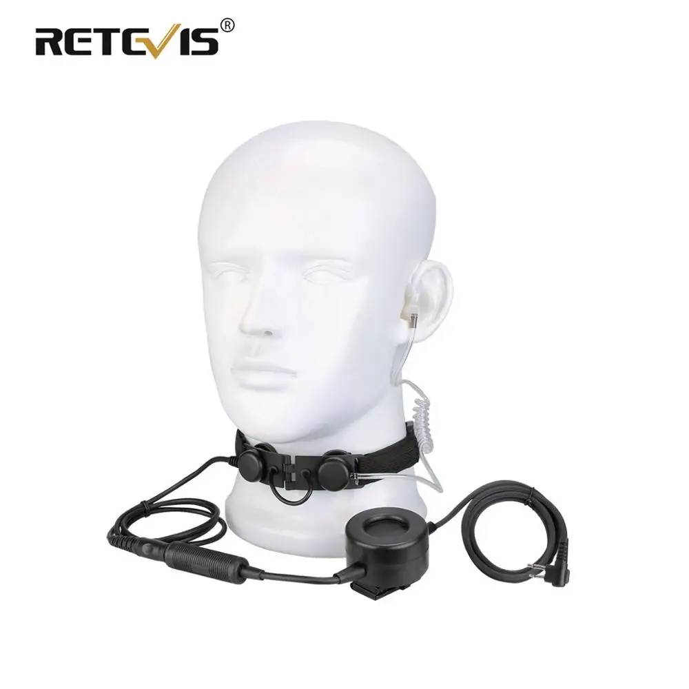 

4-RETEVIS ETK005 Adjustable Tactical Throat Mic With PTT Walkie Talkie Headset For Airsoft Game Headphone