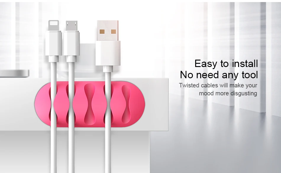 FLOVEME USB кабель Органайзер провода намотки наушников Держатель кабеля шнур держатель Клип офисный Настольный телефон кабели фиксатор провода управление